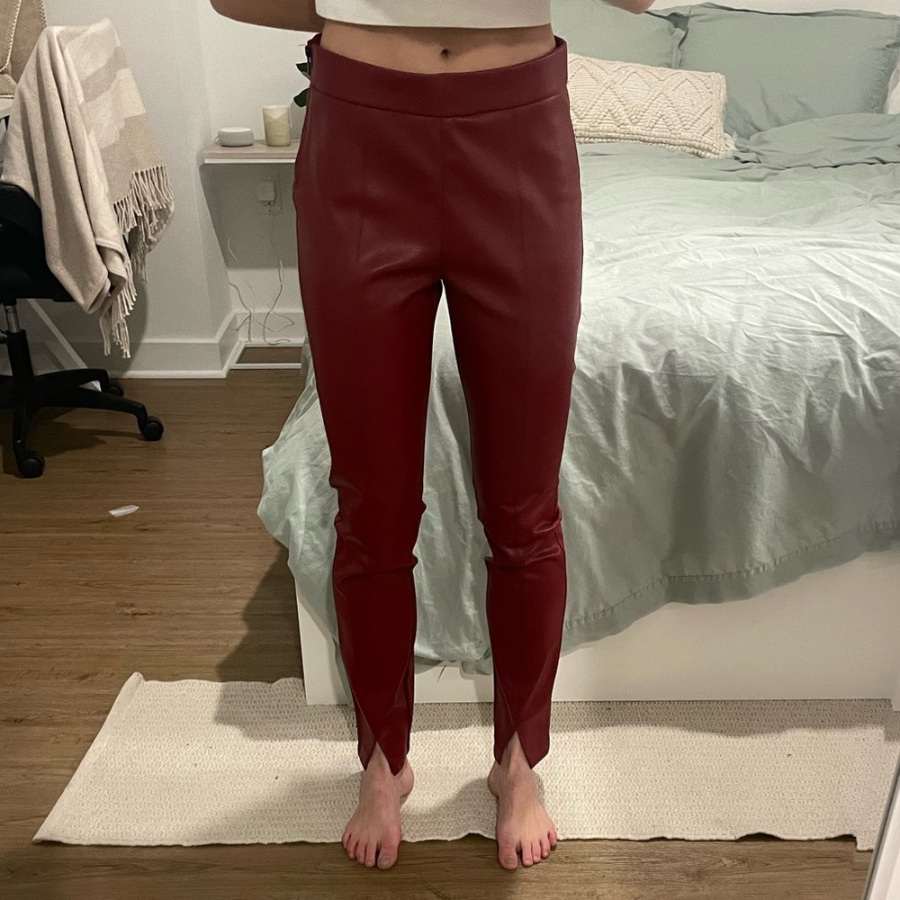 Zara Red Leather Pants
